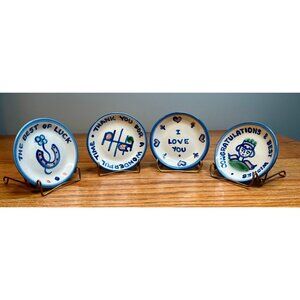 Set of 4 M.A. Hadley Pottery Special Occasion 4 inch Plates/Coasters/Trinket Dis